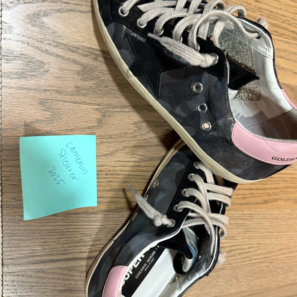 Golden Goose Camouflage and Pink Sneakers